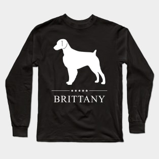 Brittany Dog White Silhouette Long Sleeve T-Shirt